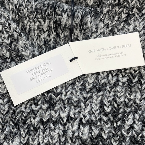 NWT Eleven Six Tess Alpaca Sweater Chunky Knit Salt Pepper Black White Sz M L - Picture 11 of 14